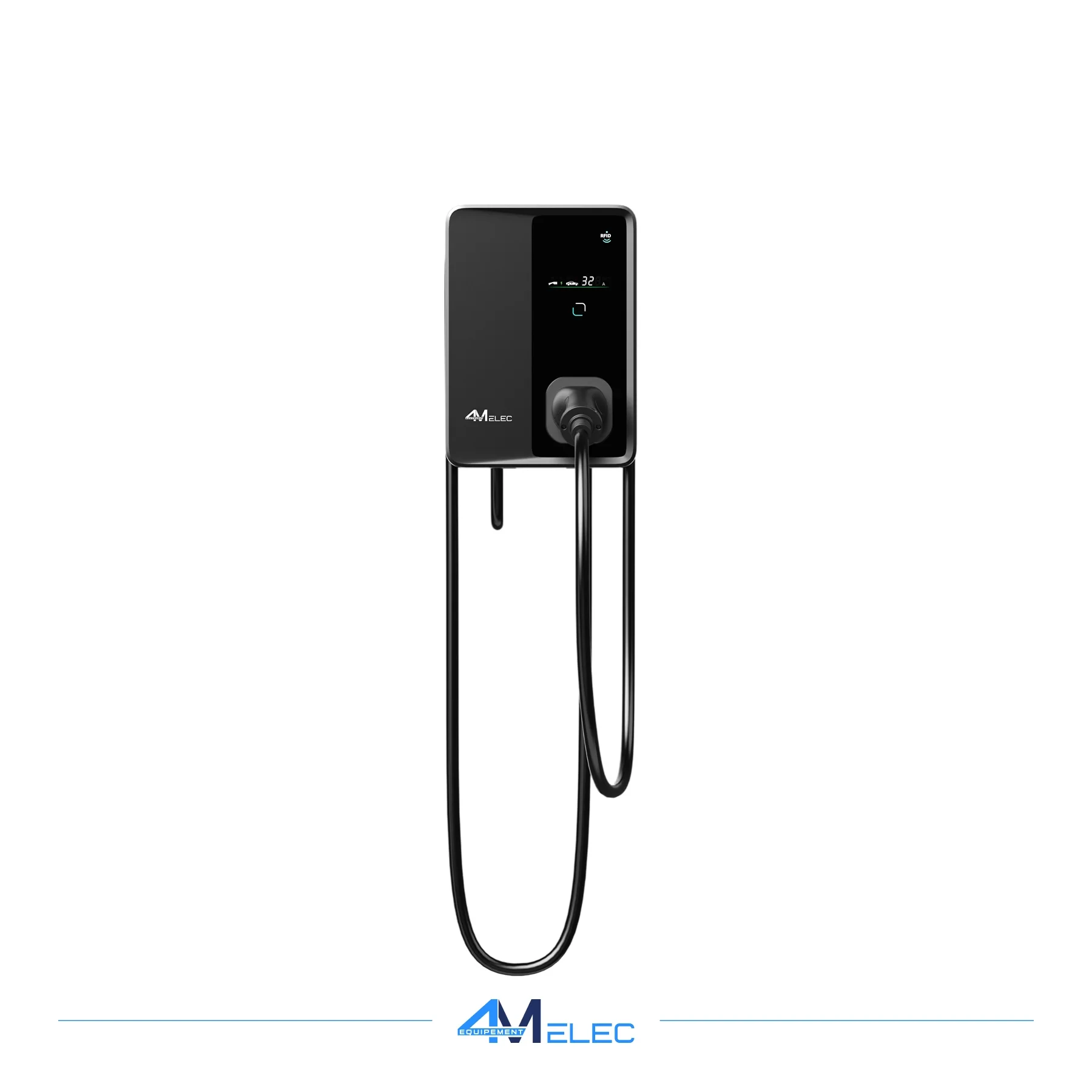 Borne de Recharge 4M ELEC 22 kW Triphasé Type 2 Câble 5 m, RFID & LCD