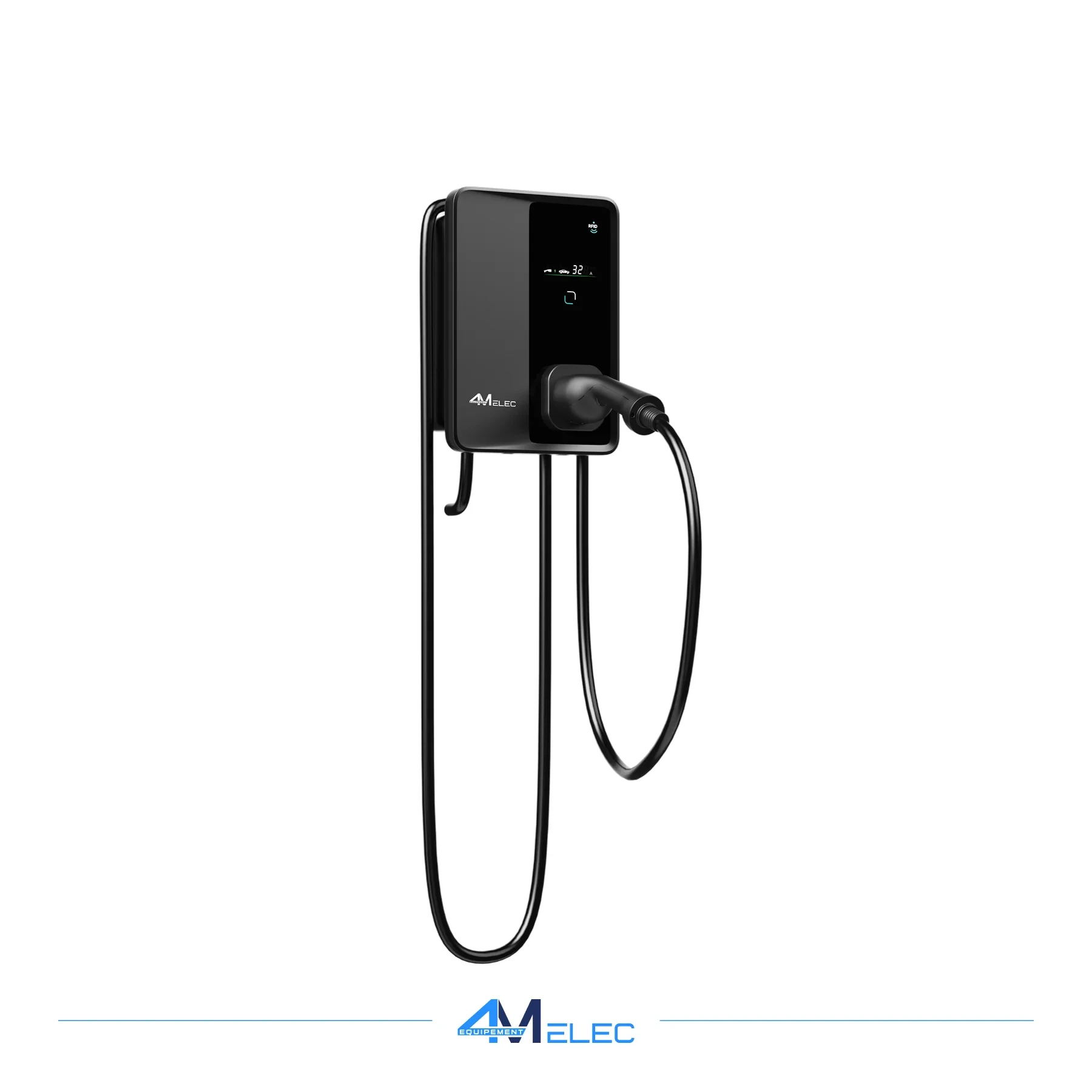 Borne de Recharge 4M ELEC 22 kW Triphasé Type 2 Câble 5 m, RFID & LCD