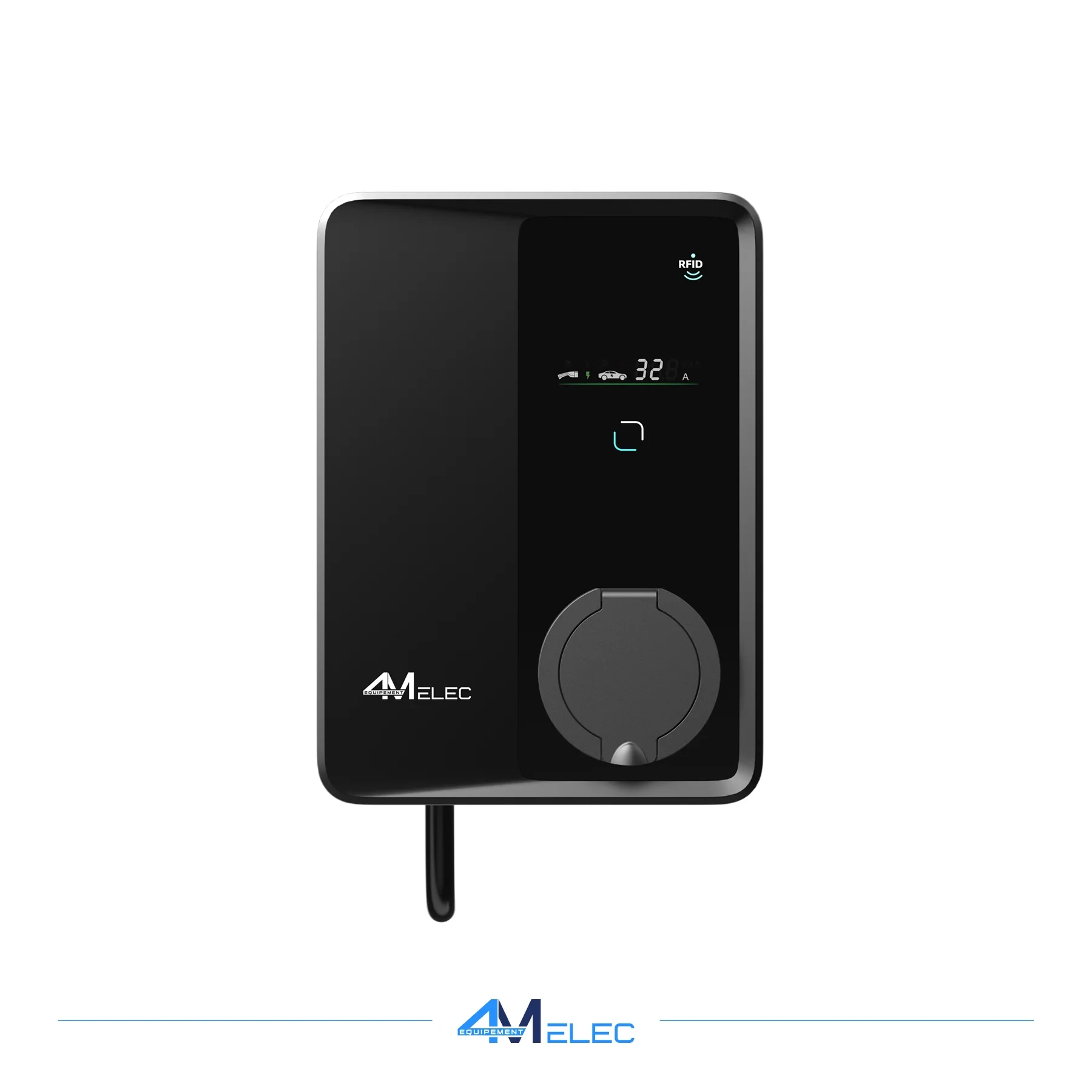 Borne de Recharge 4M ELEC 22 kW Triphasé Type 2 avec Prise, RFID & LCD