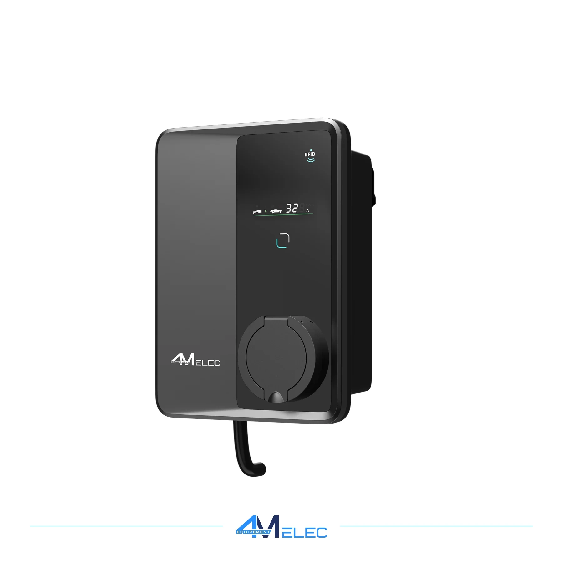 Borne de Recharge 4M ELEC 22 kW Triphasé Type 2 avec Prise, RFID & LCD