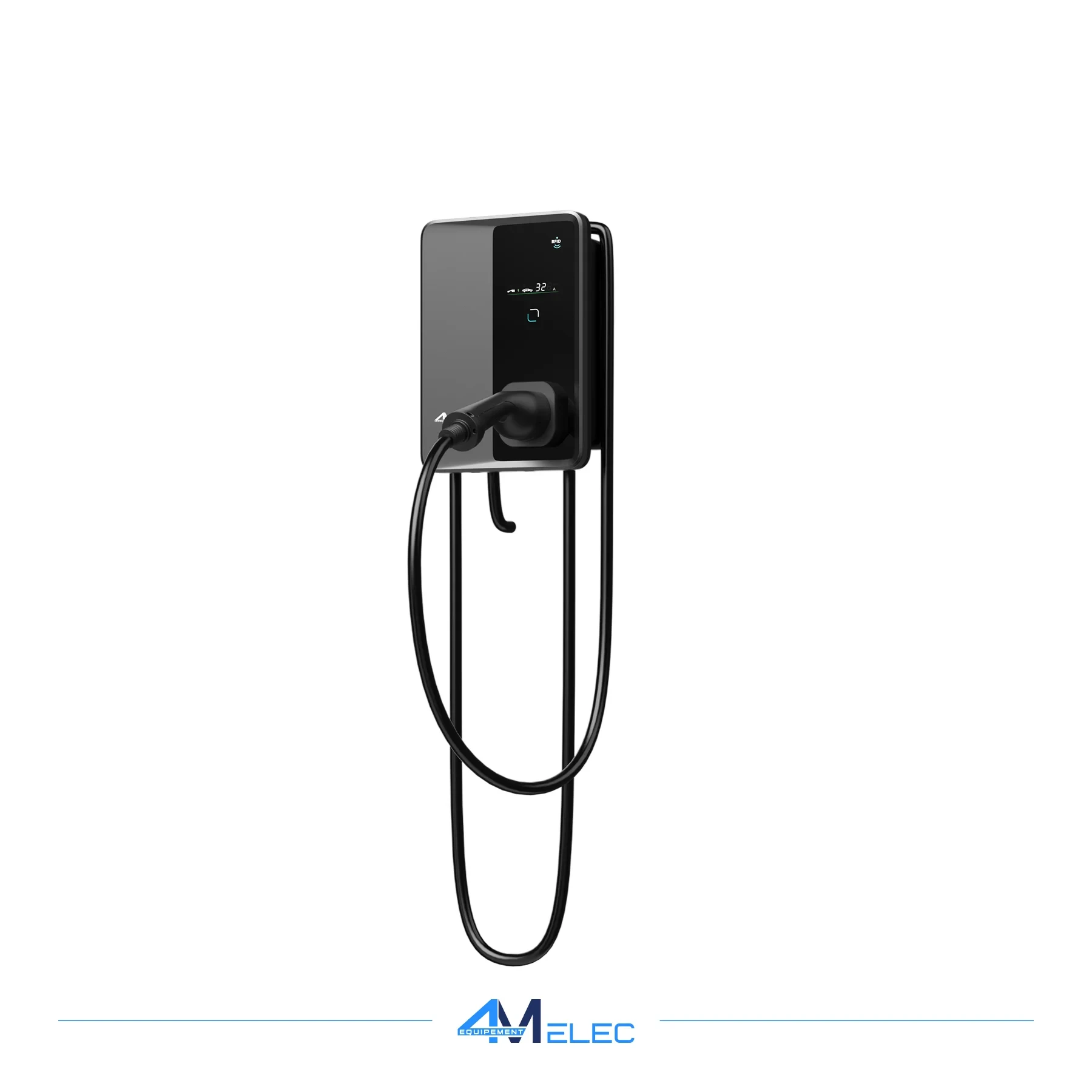 Borne de Recharge 4M ELEC 7 kW Type 2 Câble 5 m, RFID & Écran LCD